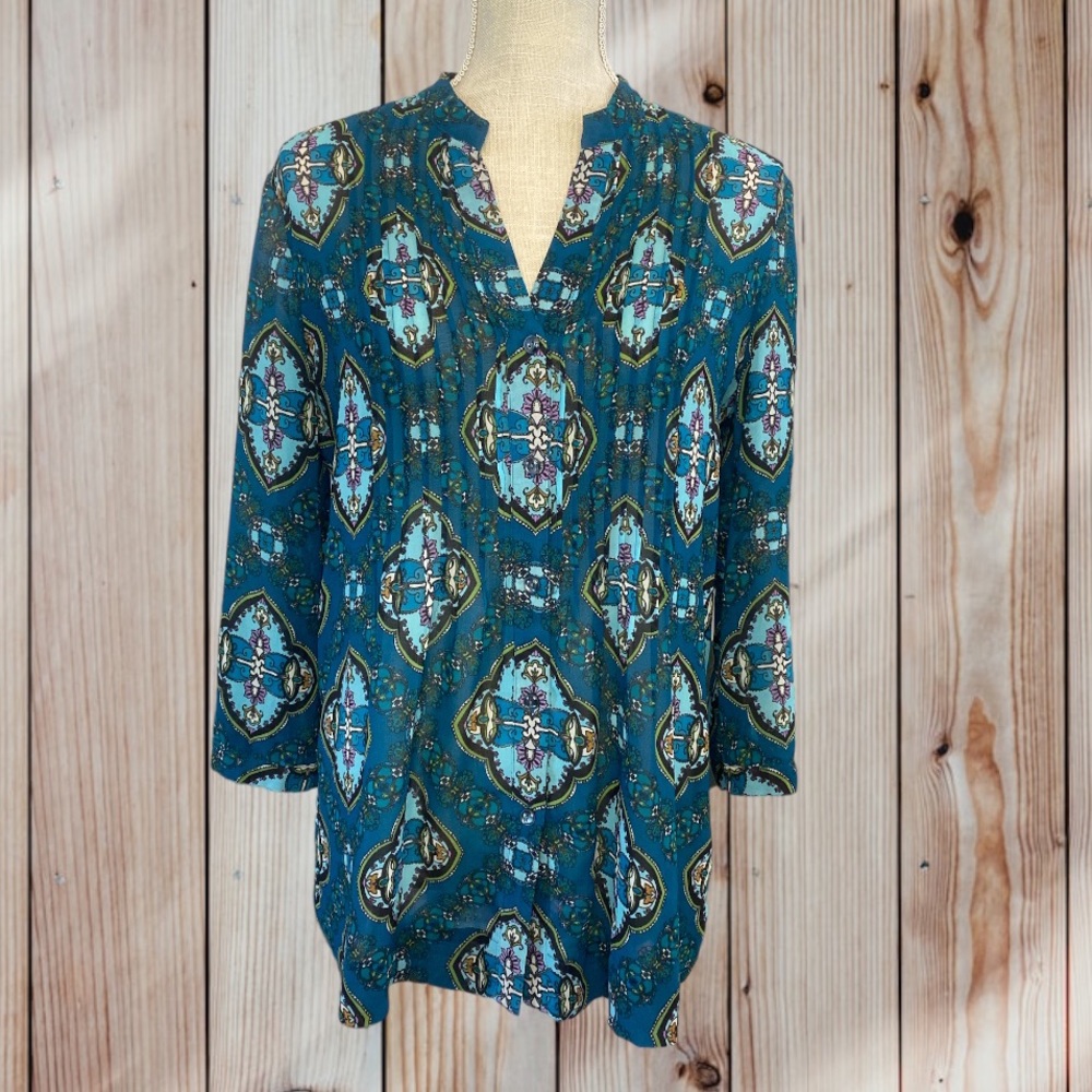 Charter Club Medallion 3/4 Sleeve Blouse